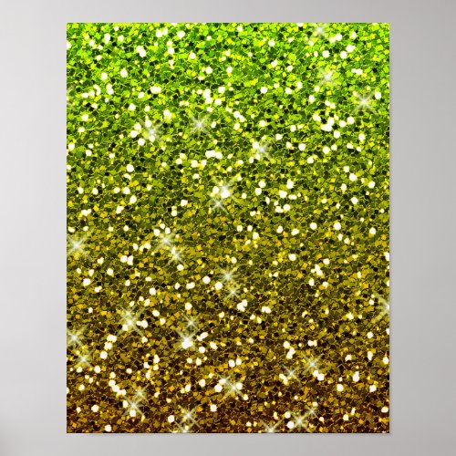 Shimmering Light Green Gold Glitters Poster
