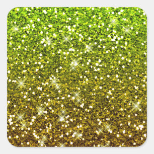 Shimmering Light Green Gold Glitters Square Sticker