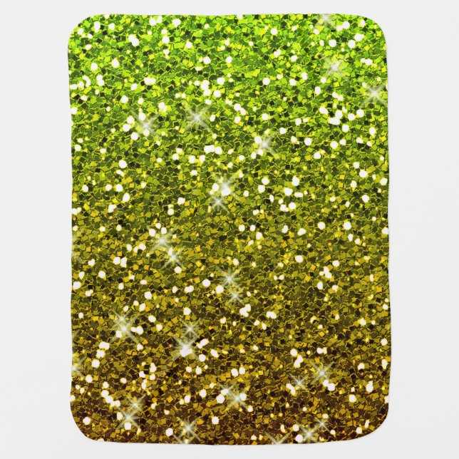 Shimmering Light Green Gold Glitters Swaddle Blanket (Front)