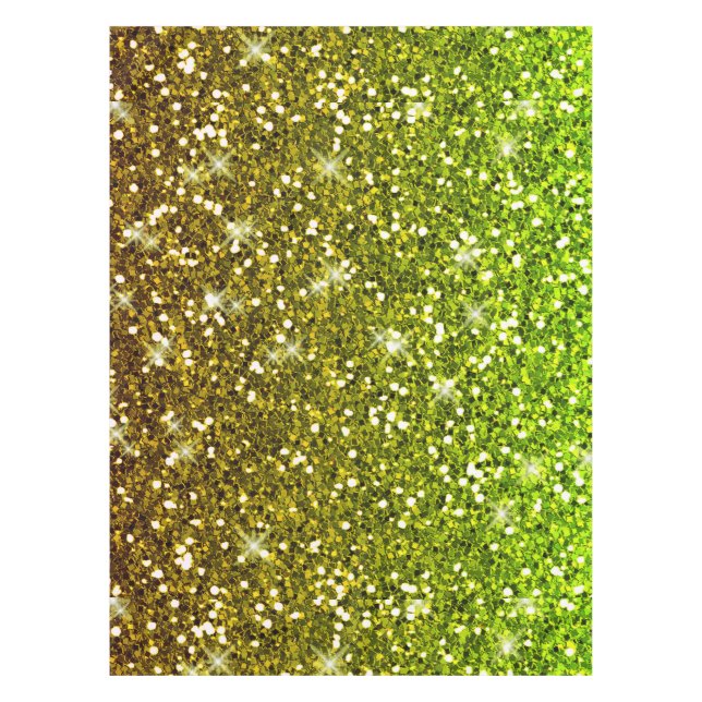 Shimmering Light Green Gold Glitters Tablecloth (Front)