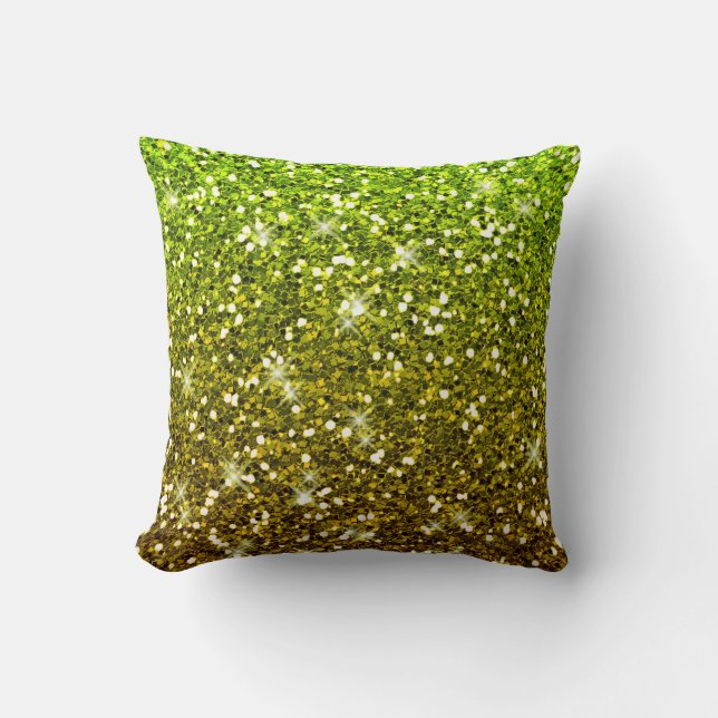 Shimmering Light Green Gold Glitters Throw Pillow (Front)