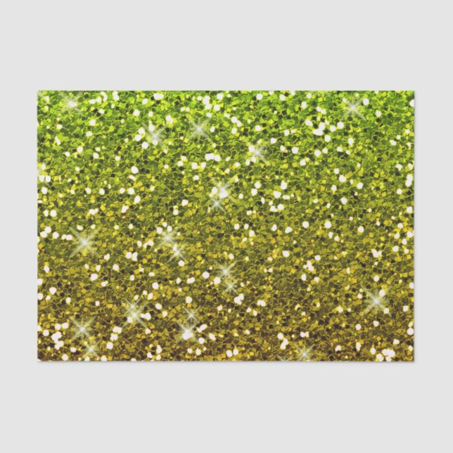 Shimmering Light Green Gold Glitters Tissue Paper (Front)