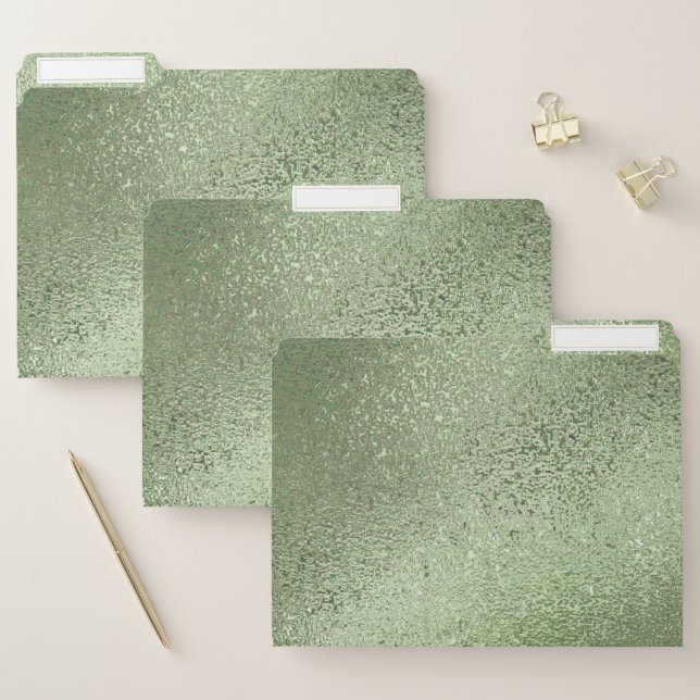 Shimmering light green iridescent texture file folder (Set)