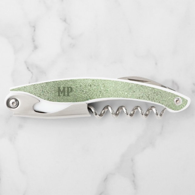 Shimmering light green iridescent texture waiter's corkscrew (Front)
