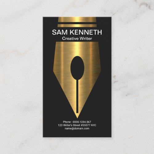 Shimmering Luminous Faux Gold Pen Creative Writer Business Card