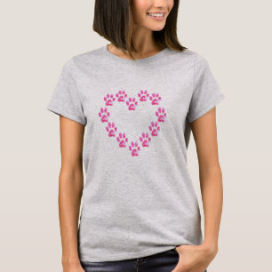 Shimmering Magenta Paw Heart Pattern Pet Parent  T-Shirt