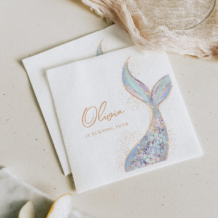 Shimmering Mermaid Tail Birthday Napkins