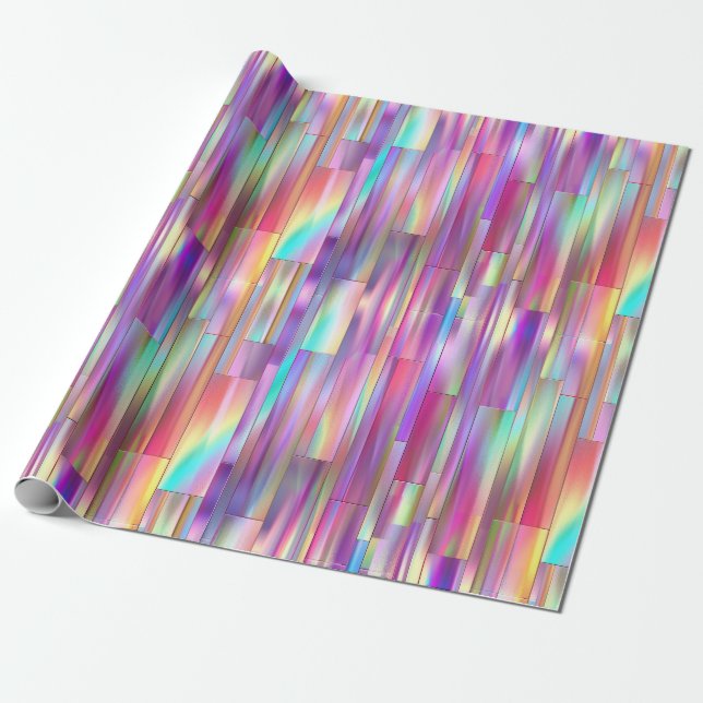 Shimmering Metallic Iridescent Rainbow Wrapping Paper (Unrolled)