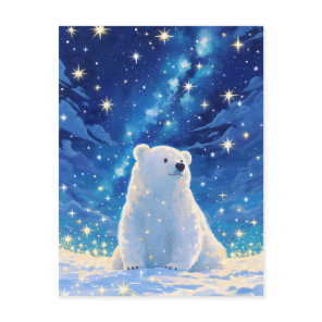 Shimmering Milky Way Polar Bear Starry Sky Postcard