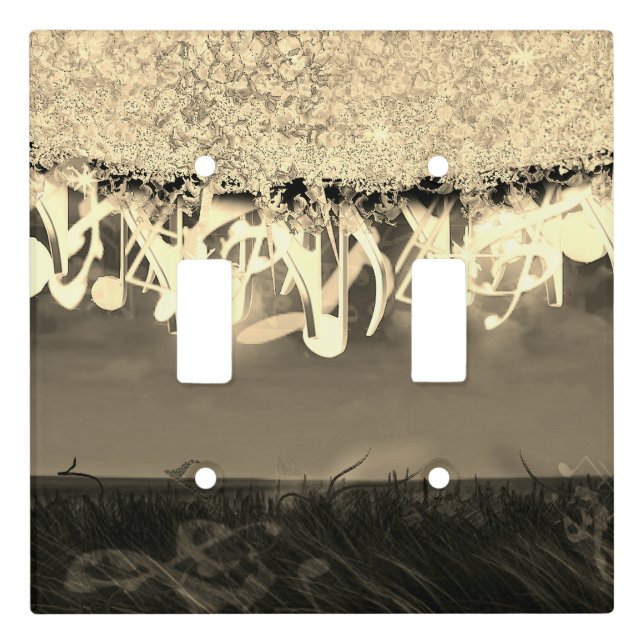 Shimmering Notes of Gold Light Switch Cover (Front)