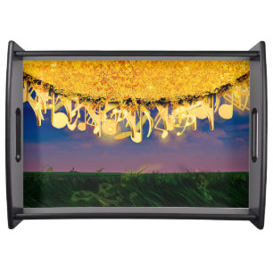 Shimmering Notes of Gold Serving Tray