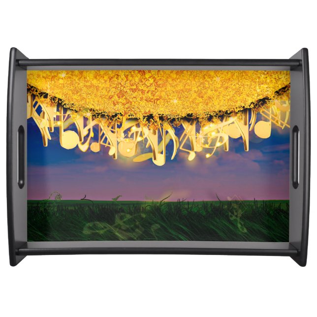 Shimmering Notes of Gold Serving Tray (Front)