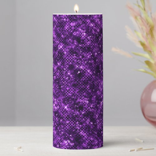 Shimmering Ocean Glamour Purple Glitter Pillar Candle