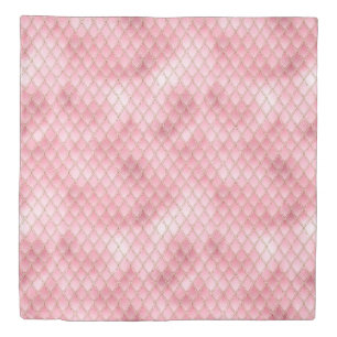 Shimmering Pale Pink & Gold Glitter Dragon Scales Duvet Cover