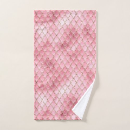 Shimmering Pale Pink  Gold Glitter Dragon Scales Hand Towel