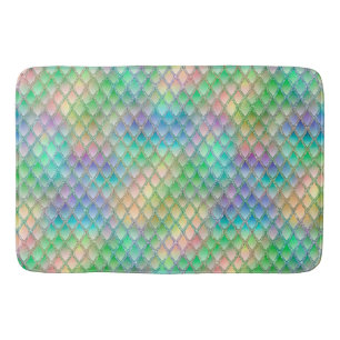 Shimmering Pastel Rainbow & Glitter Dragon Scales Bath Mat