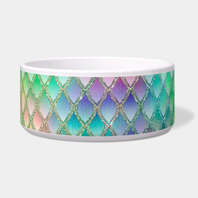 Shimmering Pastel Rainbow & Glitter Dragon Scales Bowl (Left)