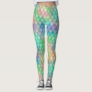 Shimmering Pastel Rainbow & Glitter Dragon Scales Leggings