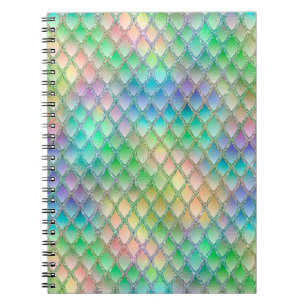 Shimmering Pastel Rainbow & Glitter Dragon Scales Notebook