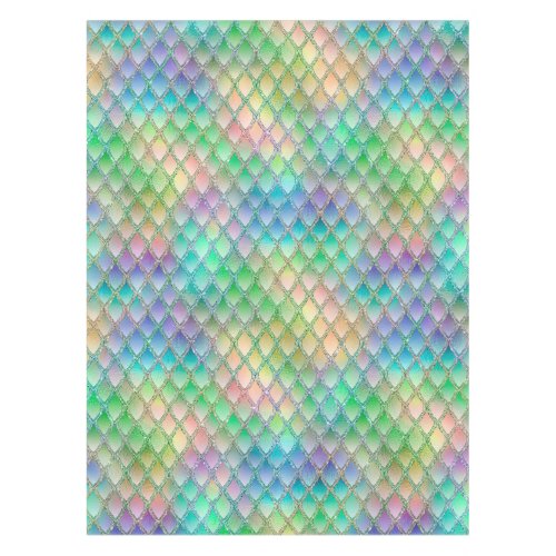 Shimmering Pastel Rainbow  Glitter Dragon Scales Tablecloth