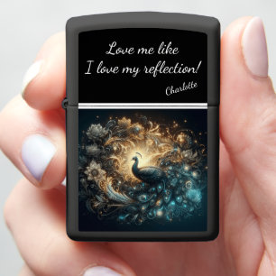Shimmering Peacock in a Magical Paradise Zippo Lighter