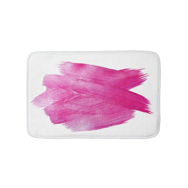 Shimmering Pink Foil: Watercolor Abstract Bath Mat (Front)