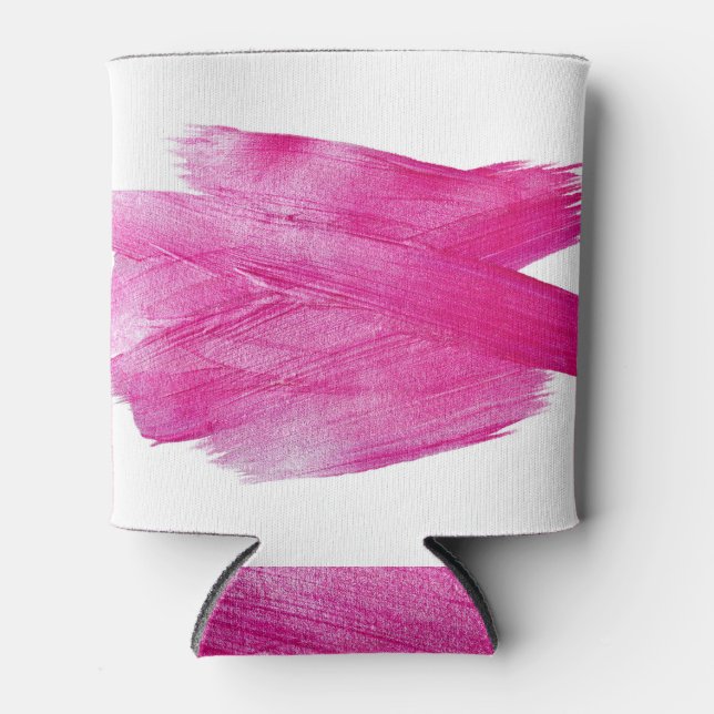 Shimmering Pink Foil: Watercolor Abstract Can Cooler (Front)