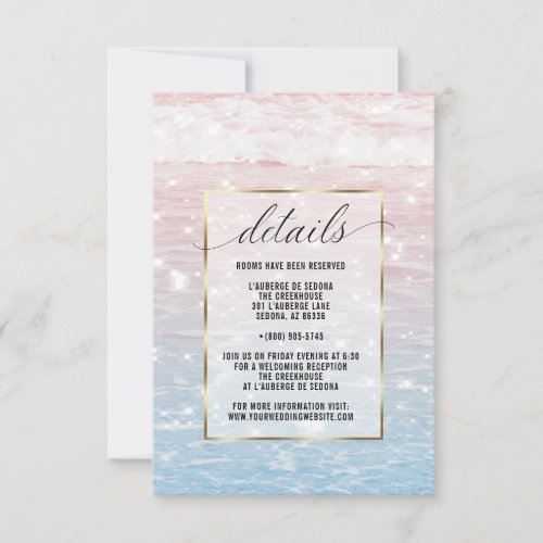  Shimmering Pink Ocean Waters Details Card 