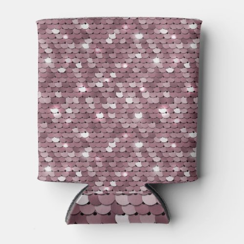 Shimmering Pink Sequined Fabric Texture Can Cooler