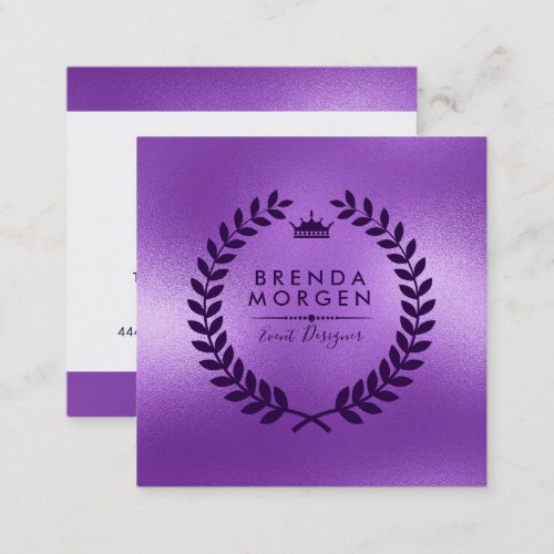 Shimmering Purple  Deep_Purple Laurel Wreath Square Business Card
