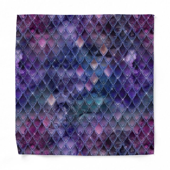 Shimmering Purple Ombre & Glitter Dragon Scales Bandana (Front)
