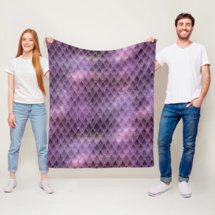 Shimmering Purple Ombre & Glitter Dragon Scales Fleece Blanket