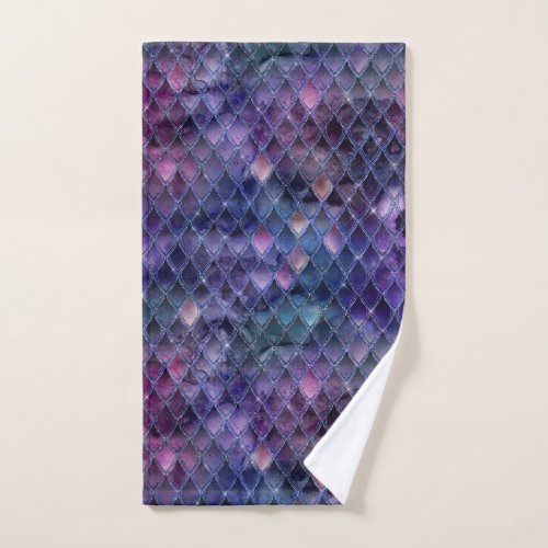 Shimmering Purple Ombre  Glitter Dragon Scales Hand Towel