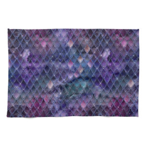 Shimmering Purple Ombre & Glitter Dragon Scales Kitchen Towel