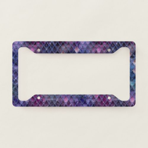 Shimmering Purple Ombre  Glitter Dragon Scales License Plate Frame