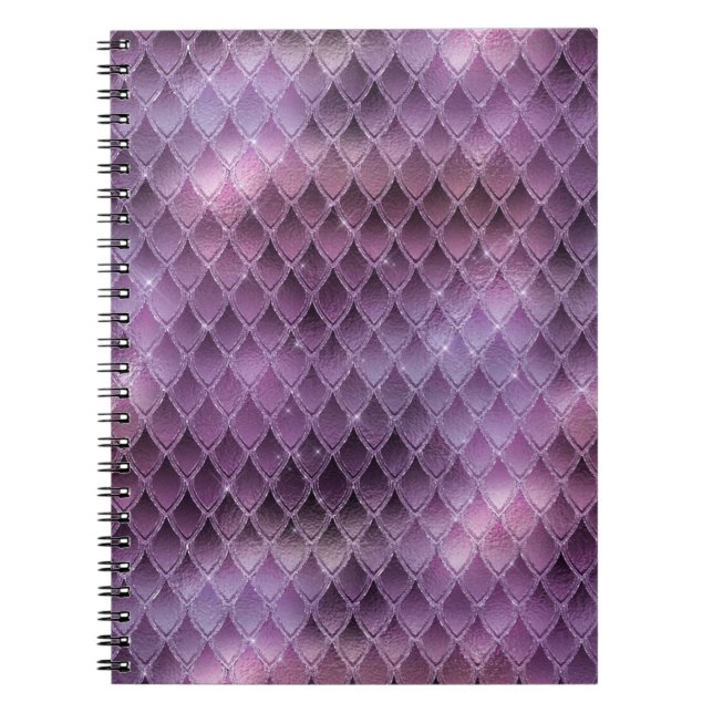 Shimmering Purple Ombre & Glitter Dragon Scales Notebook (Front)