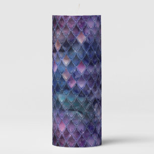 Shimmering Purple Ombre & Glitter Dragon Scales Pillar Candle