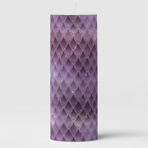 Shimmering Purple Ombre & Glitter Dragon Scales Pillar Candle
