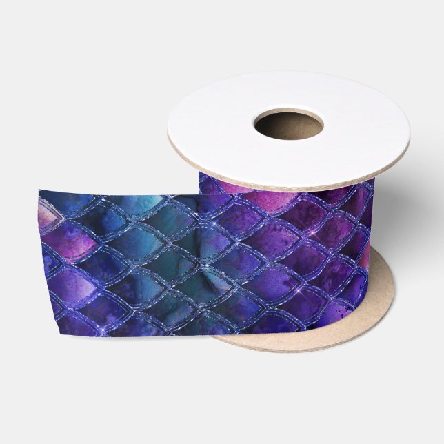 Shimmering Purple Ombre & Glitter Dragon Scales Satin Ribbon (Spool)