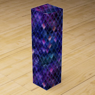 Shimmering Purple Ombre & Glitter Dragon Scales Wine Box