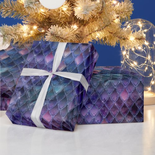 Shimmering Purple Ombre  Glitter Dragon Scales Wrapping Paper