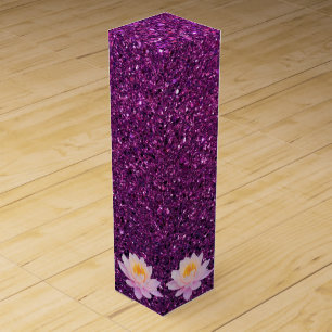 Shimmering Purple with Pink Lilies Wine Box