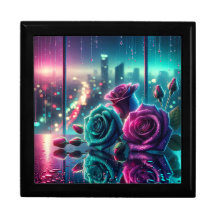“Shimmering Raindrop Rose Cityscape Bokeh Art”