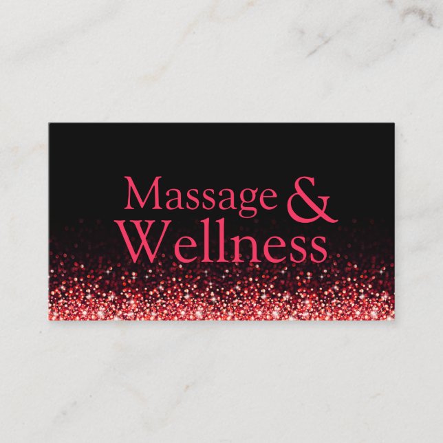 Shimmering Red Massage Therapist Body Wellness Business Card (Front)