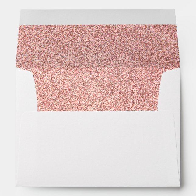 Shimmering Rose Gold Glitter Birthday Party Envelope (Back (Bottom))