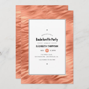 Shimmering Rose Gold Tiger Stripes Bachelorette Invitation