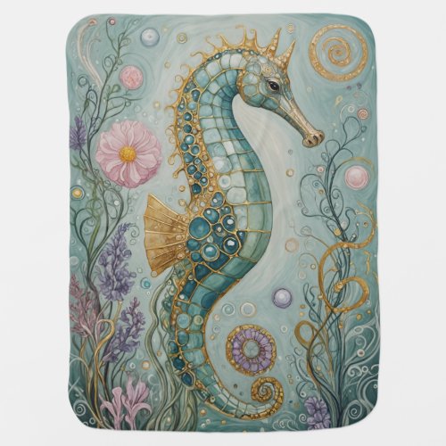 Shimmering Seahorse Sanctuary Baby Blanket