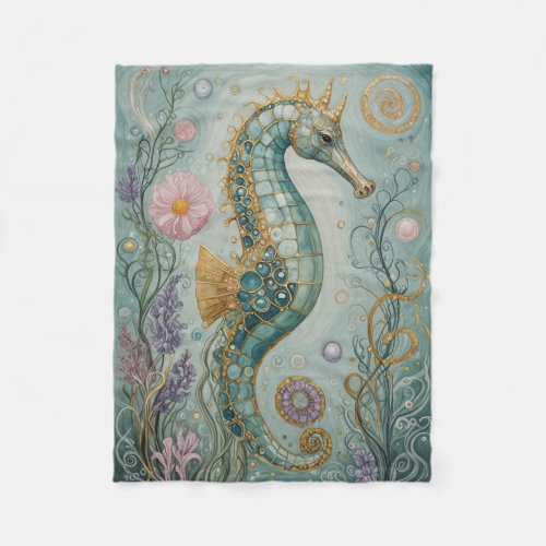 Shimmering Seahorse Sanctuary Fleece Blanket