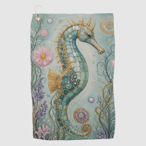 Shimmering Seahorse Sanctuary Golf Towel