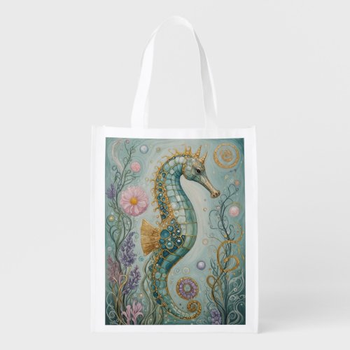 Shimmering Seahorse Sanctuary Grocery Bag